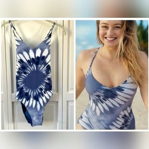 NEW Aerie Strappy Back One Piece Swimsuit Cornfield Blue